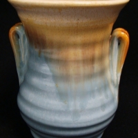 1930s Australian pottery vase by Remued in cream and blue glaze shape # 136 11cm tall - Sold for $43 - 2017