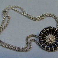 Goerg Jensen silver twin chain black enamel Daisy Bracelet - Sold for $112 - 2017