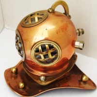 Reproduction miniature copper and brass nautical divers helmet - Sold for $37 - 2017
