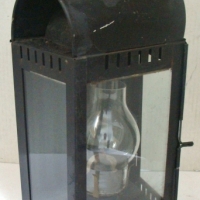 Vintage black painted ships oil lantern with 3 glass sides and chimney - Sold for $75 - 2017