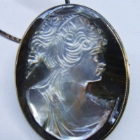 Vintage silver mother of pearl Abalone shell Cameo broochpendant on silver chain - Sold for $56 - 2017