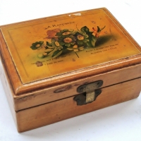 c1870 Mauchline Ware A Keepsake Box with floral decoration to lid and a poem - Sold for $43 - 2017