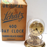 Vintage Schatz 400 Day dome clock with original box - Sold for $37 - 2017