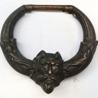 Vintage heavy brass DOOR KNOCKER - Featuring DEVILS head - Sold for $56 - 2017