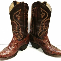 Pair of vintage Mexican 'Tony Cat' brown Snakeskin & leather Cowboy Boots - size 26 12 - Sold for $75 - 2017
