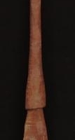 1950s Aboriginal wooden spear head with flueted shaft painted with red ochre and white pipe clay - Sold for $35 - 2017