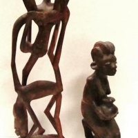2 x African tribal carvings incl Mother figure, etc - Sold for $37 - 2017