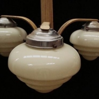 Art Deco light fitting  with 3 cream glass shades - Sold for $174 - 2017