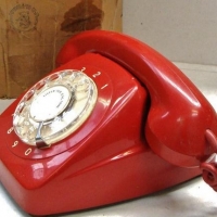 Vintage Red AWA Rotary dial telephone in original box - Sold for $43 - 2017