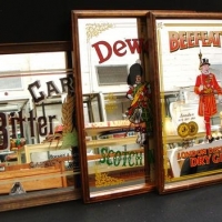 3 x Reproduction advertising pub mirrors - Carlton Ale, Beefeater gin and Dewar's Scotch Whisky - Sold for $56 - 2017