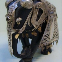 Vintage Sri Lankan Horn and silver elephant inset with semi precious stones - Sold for $62 - 2017