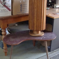 2 x retro items - kidney shaped coffee table  and timber table lamp - Sold for $35 - 2017