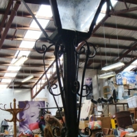 Large outdoor lamp with wrought iron scrolls - Sold for $124 - 2017