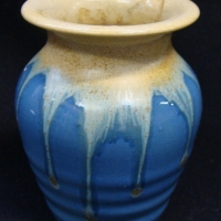 Vintage Remued Australian pottery vase in blue and cream - approx h 85cm - Sold for $31 - 2017