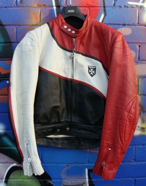 c1980's Harro, Germany leather motorcycle jacket - RedBlackWhite - Size ...