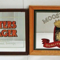 2 x Reproduction Advertising beer mirrors - Fosters Lager & Moose Head beer - Sold for $31 - 2017