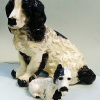 2 x Vintage plaster dog statues - Sold for $43 - 2017