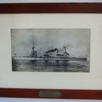Framed Photograph of the HMAS Australian battleship in teak frame  from the deck of the ship - Sold for $199 - 2017
