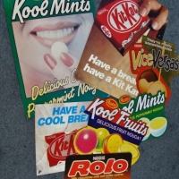 Group of confectionary advertising incl  Kit Kat & Kool Mints - Sold for $62 - 2017