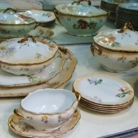 Royal Doulton Dinner Set - Approx 40x pces with Floral & gilt decorations incl Tureens, Serving platters, Dinner plates etc - Sold for $75 - 2017