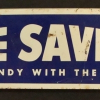 Vintage Life Savers metal point of sale advertising sign - 85cm x 275cm - Sold for $62 - 2017