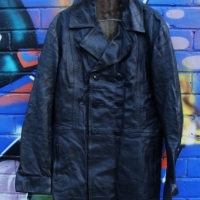 Vintage Men's 1970's Black Leather Jacket - Double Breasted, 34 Length, original Label, Large size - Sold for $25 - 2017