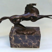 Reproduction bronze 'Abstract Galloping Horse' on marble base - 24cm - Sold for $199 - 2017