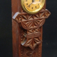 c1910 chip carved long cased clock - 36cm tall - Sold for $27 - 2017