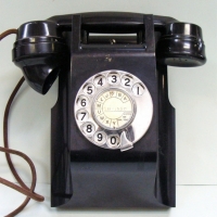 1940s Black Bakelite wall phone with enamel dial - Sold for $68 - 2017