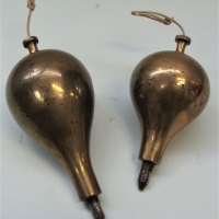 2 x Vintage brass plumb bobs both monogrammed CT - Sold for $62 - 2017