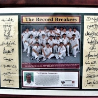 Australian cricket team photograph The Record Breakers Signed by the whole team including Michael Slater, Both Waugh's, Shane Warne etc - Sold for $186 - 2017