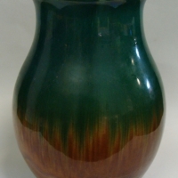 Large Australian pottery vase by Bendigo pottery  in brown and green glaze - Sold for $35 - 2017