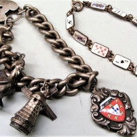 Vintage enamel card bracelet and Portuguese charm bracelet with 925 lock - Sold for $50 - 2017