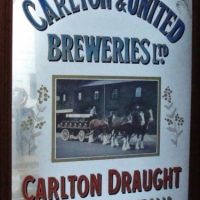1970s CUB Carlton Draught Mirror - Sold for $62 - 2017