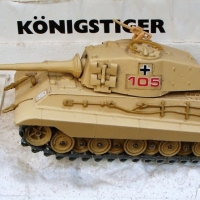 Vintage POLISTIL Diecast ARMY TANK - German KONIGSTIGER - w metal Tread & Mortar Crew, in original foam mount - Sold for $112 - 2017