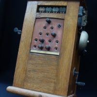 1930s Telephone MG oak exchange box with 4 lines - Sold for $68 - 2017