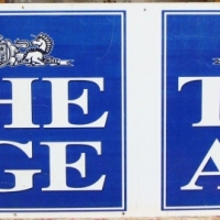 2 x Large Metal The Age newspaper signs - Sold for $112 - 2017