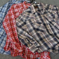 3 x men's long sleeved western shirts all with pearl snap closure incl 'Plains' size large, etc - Sold for $31 - 2017