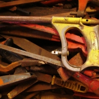 2 Boxes of hand tools incl vintage clamps & gas bottle - Sold for $81 - 2017