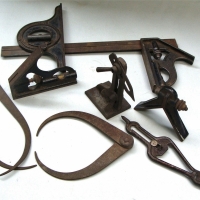 Group with combination square with 4 attachments, calipers, multitool etc - Sold for $81 - 2017