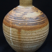IAN SPRAGUE Mudgeribar Australian Pottery VASE - Round body w short stout neck, lovely Earthy toned glazes, Impressed Monogram marks to base - 20cm H - Sold for $99 - 2017