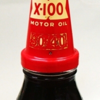 Vintage Shell oil glass bottle with plastic Shell X-100 pourer top - Sold for $56 - 2017