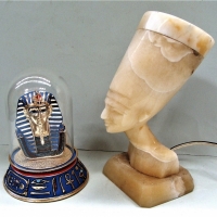 2 x Items - Vintage Alabaster Nephritis bust lamp & Tutankhamun head - Sold for $31 - 2017