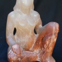 Carved STONE Figure of a Seated Female Nude - lovely Natural Colours, etc - 21cm H - Sold for $37 - 2017