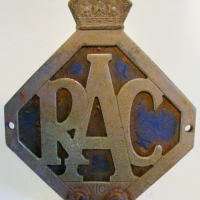 Vintage RACV Car Grill Badge - Original Blue anodized baking, marked STOKES to front - Sold for $50 - 2017