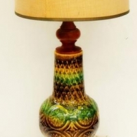 2 x Retro lamps incl ceramic pineapple on wooden stand with original shade, etc - Sold for $137 - 2017