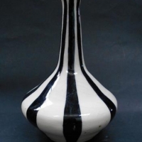 A M BOYD 1950s Australian Pottery VASE - White w Black Stripes - classical shape, inclised A M BOYD Signature to base - 145cm H - Sold for $37 - 2017