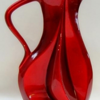 Retro Australian Pottery - Diana - 'J24' anodised red & gold glazed jug - Sold for $37 - 2017