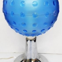 Retro table lamp with blue shade & chrome base - Sold for $56 - 2017