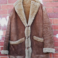 Vintage 1970s Men Winter Coat - Lambswool & Suede, fab look, Large size - Sold for $37 - 2017